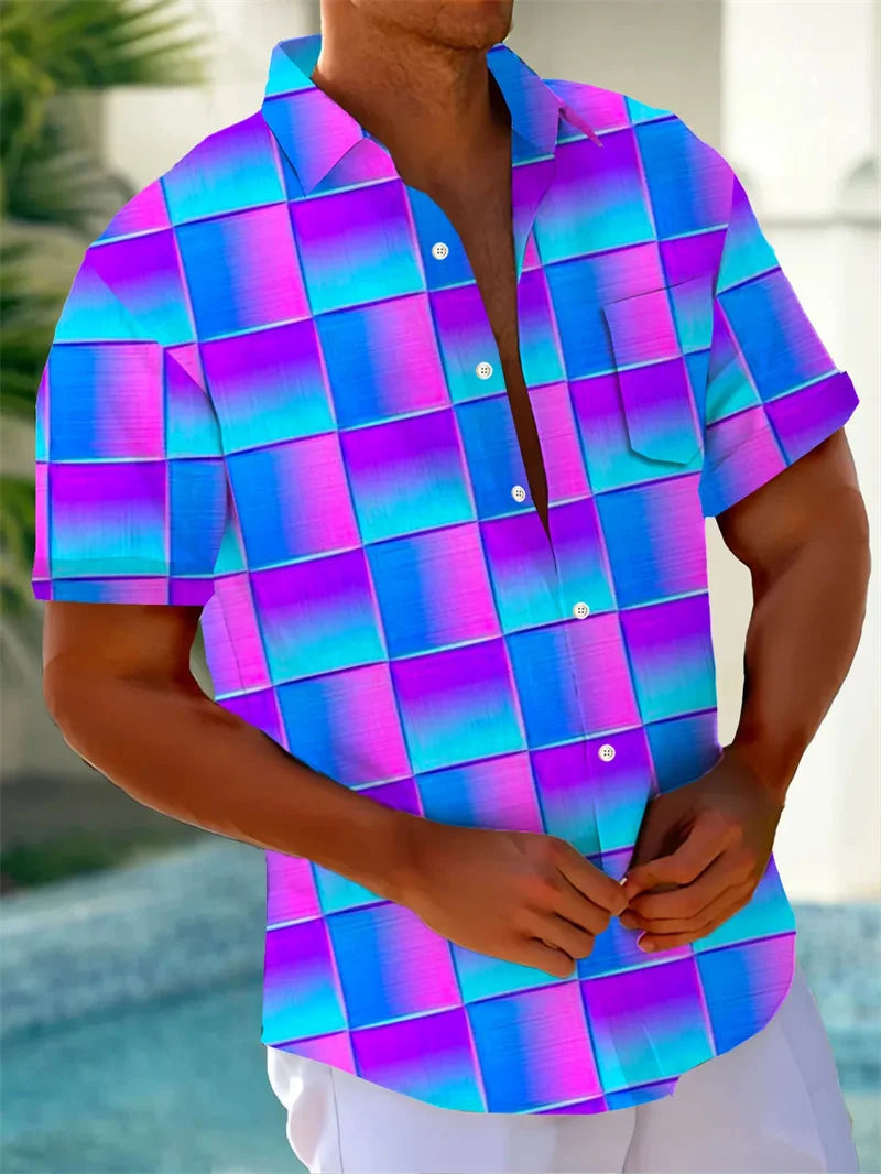 Colorful floral patterns 3D printed men's shirts, casual vacation tops, Hawaiian fashion clothing