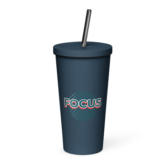 Insulated tumbler with a straw