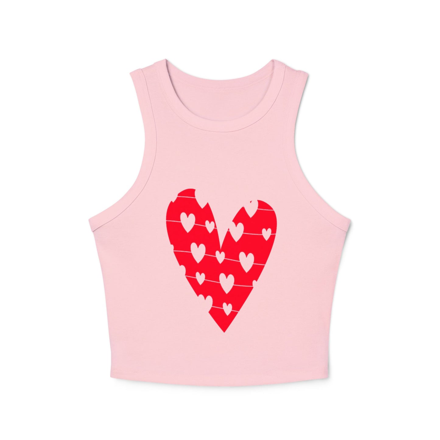 Valentine's Day Heart Print Women's Micro Rib Racer Tank Top
