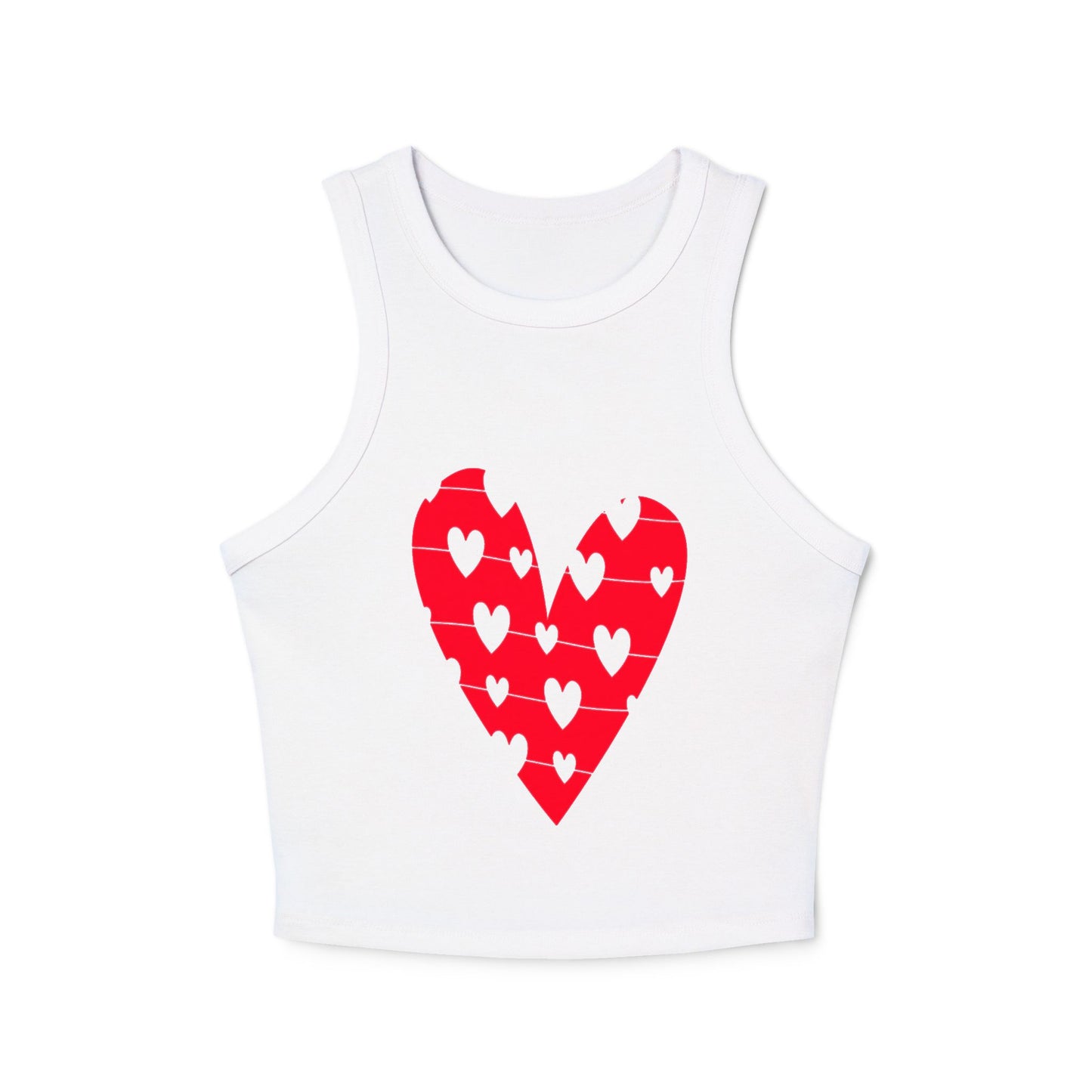 Valentine's Day Heart Print Women's Micro Rib Racer Tank Top