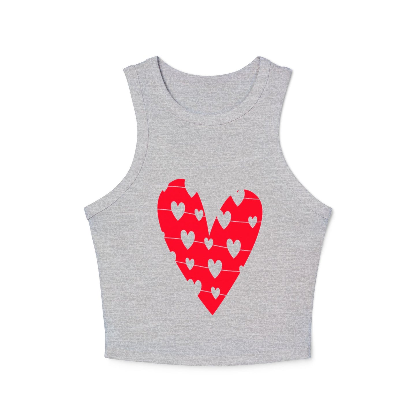 Valentine's Day Heart Print Women's Micro Rib Racer Tank Top