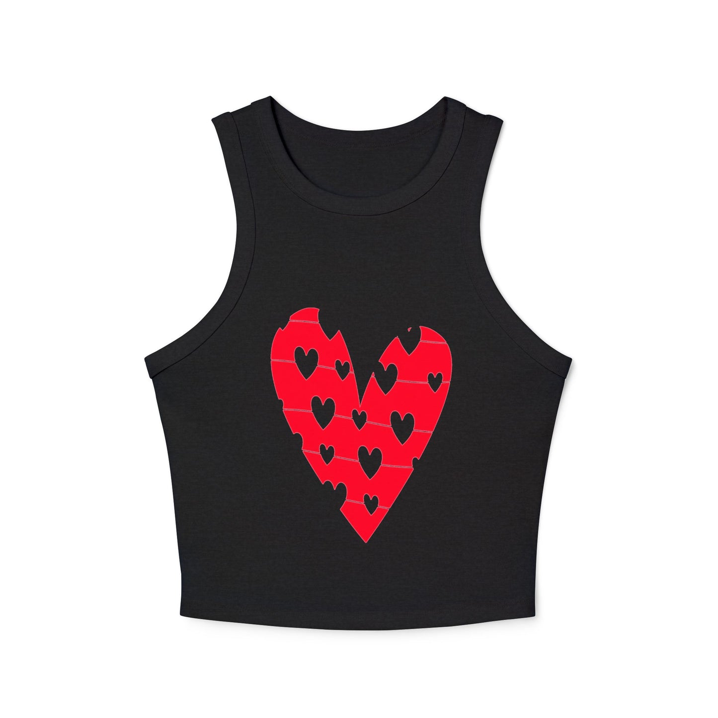 Valentine's Day Heart Print Women's Micro Rib Racer Tank Top