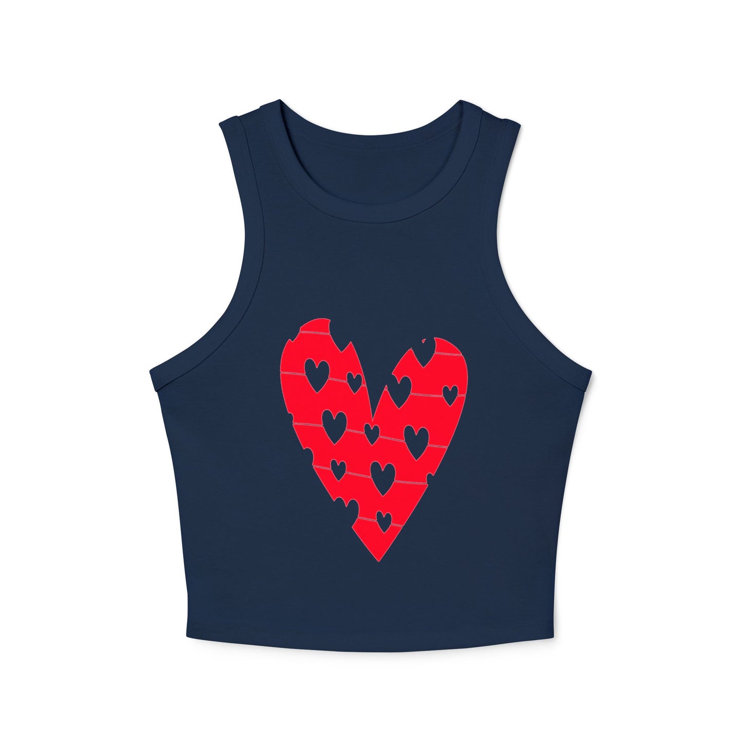 Valentine's Day Heart Print Women's Micro Rib Racer Tank Top