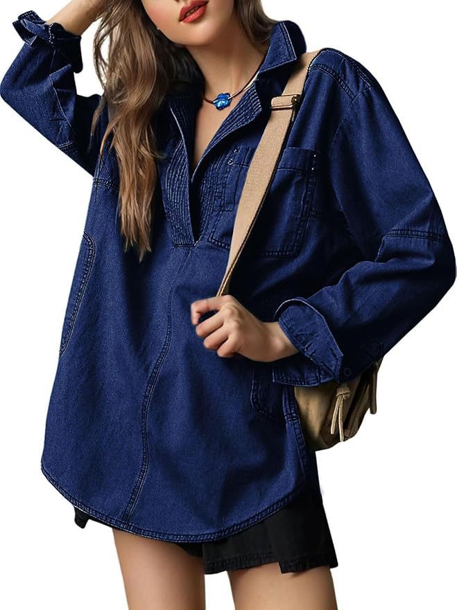 Denim Jacket New Style European and American Long Sleeve Jacket V Neck Fashion Design Casual Jacket